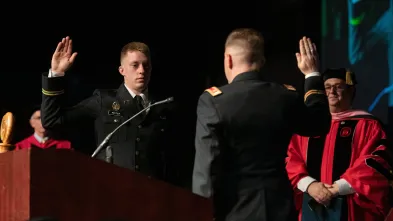 military graduate in full dress uniform
