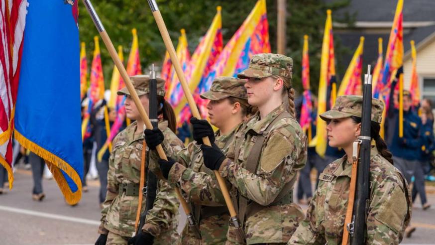 all female color guard first time ever in HC parade