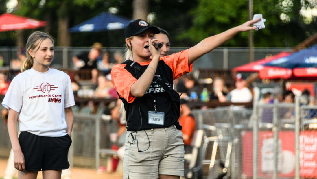 Marketing student, Chayse Earney, on field during her EC Express internship.