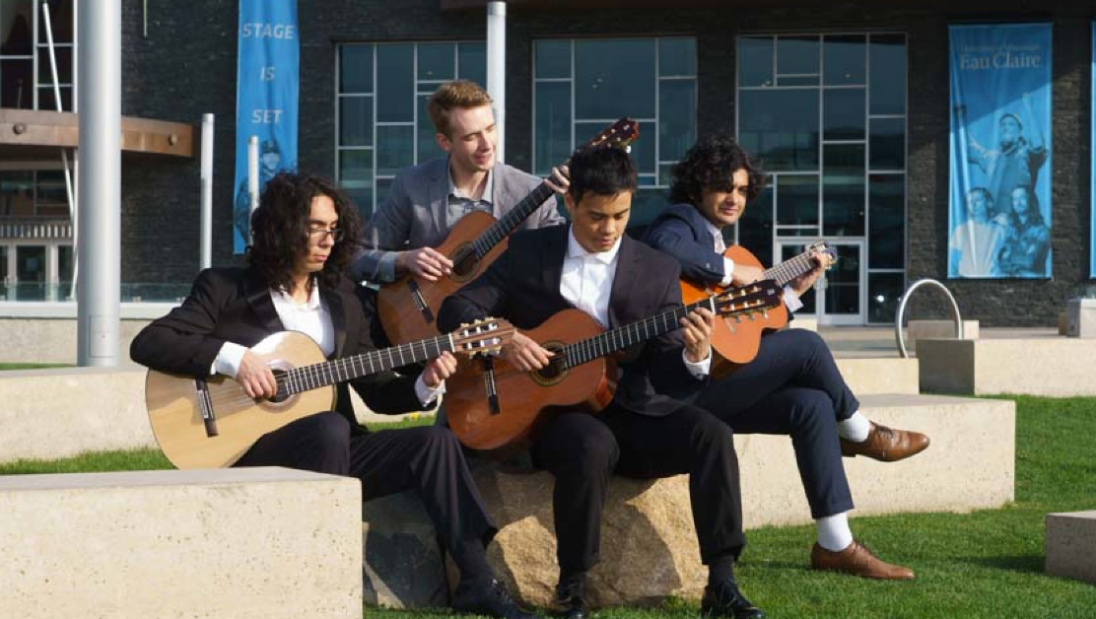 Guitar students outside of Pablo Center