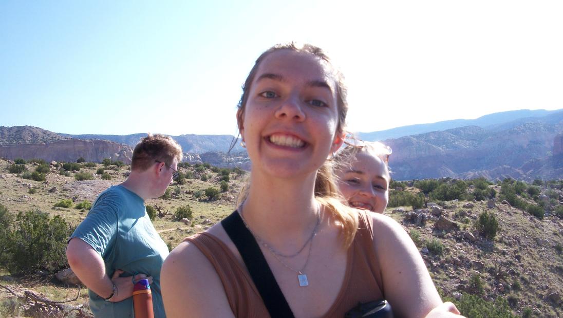 Schindler with fellow honors students hiking on the New Mexico Immersion