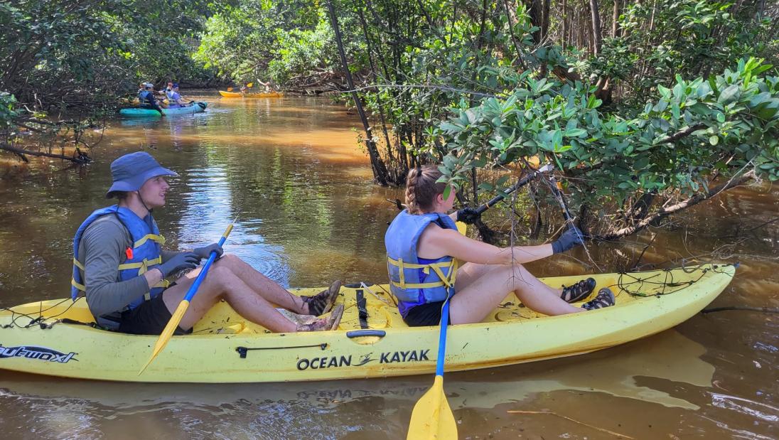 Two students in a kayak in Puerto Rico