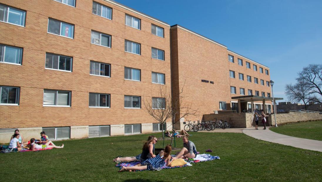 Murray Hall Murray Hall with students outside of it at UW-Eau Claire