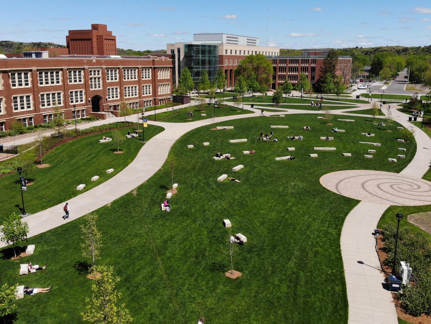 A view of campus mall shot from library roof 