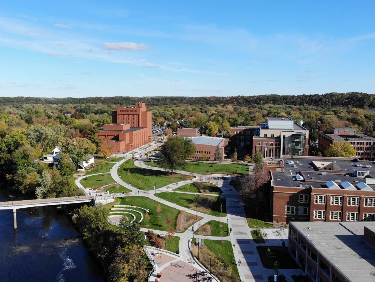 Drone view of Garfield Ave from library to Hibbard 