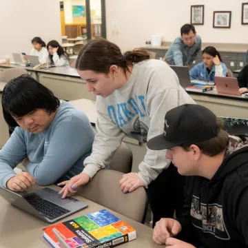 students and instructor at UWEC-BC in a classroom 