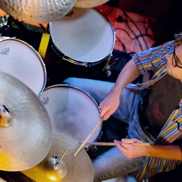 2023 North Skager drumming at the Eau Claire Jazz Festival