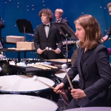 Percussionists performing in RCU theatre