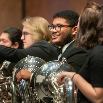 Euphonium students performing in Gantner Concert Hall