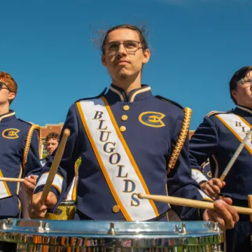 Snare drummers of Blugold Marching Band