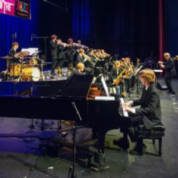 Jazz Ensemble performing on the RCU stage at the 2023 Jazz Festival