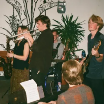Student contemporary jazz group Summit Blue at their album release performance at SHIFT cafe downtown