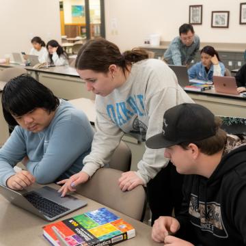 students and instructor at UWEC-BC in a classroom 