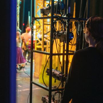 side view of backstage at Pablo, Guys and Dolls