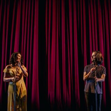 Sarah and Phil on stage