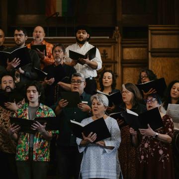 Choir of all ages singing