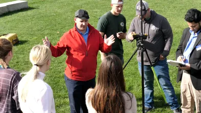 geospatial class outside on campus