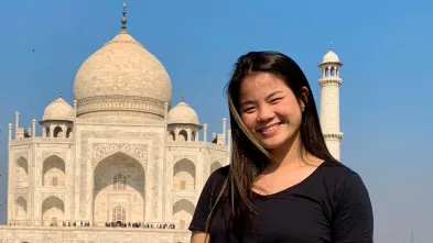 student at Taj Mahal 