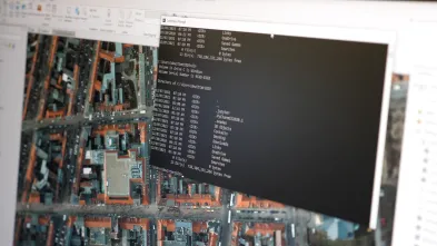 computer screen with map and GPS data chart