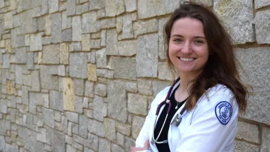 Jackie Ganser in nursing white coat
