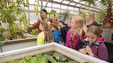 youth visitors in the greenhouse 