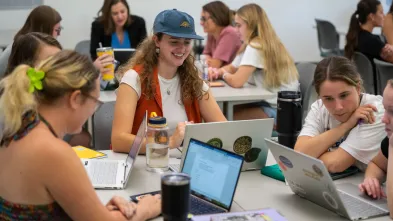 SEIp classroom, table of female students 