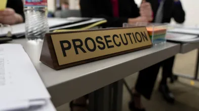 mock trial table sign