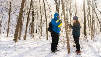 Biology class outdoor on a snowy day 