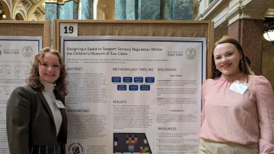 two student researchers in special educaiton at Rotunda research day 