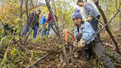 UW-Eau Claire students and faculty were among those working to preserve the biodiversity in Putnam Park.