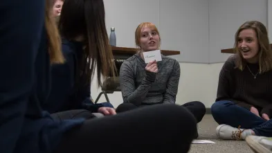 Students discuss in a leadership class