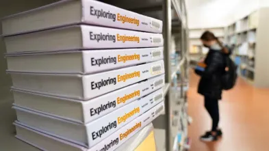 Engineering books in the UWEC bookstore