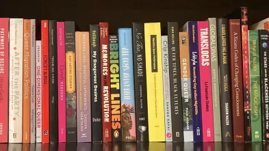 A row of books revolving around gender studies