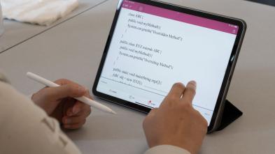code on tablet screen