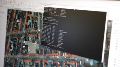 computer screen with map and GPS data chart