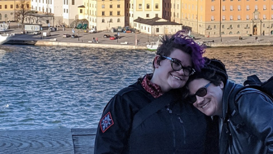 Rindo sisters in Copenhagen standing by waterfront