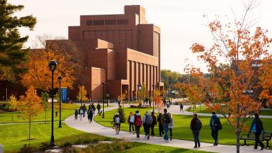 Campus scene facing Hibbard hall, fall 