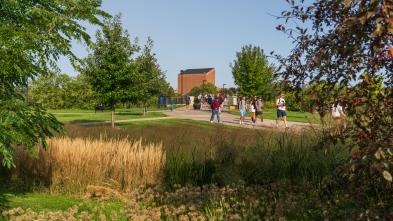 UW-Eau Claire campus with students