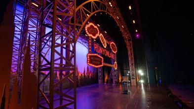 empty stage of Guys and Dolls set in place