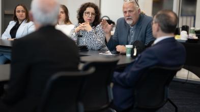 Polish delegation meeting, group seated 