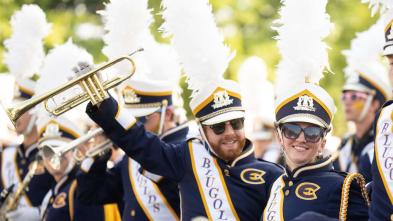 UWEC's Blugold Marching Band brass section dressed to the nines