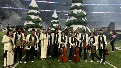 Christmas Day halftime show orchestra group photo