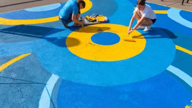 SSD TRIO Project AIM sidewalk mural painting