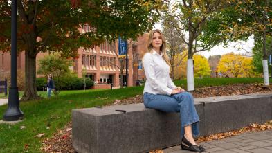 Grace Carver portrait outside on mall 