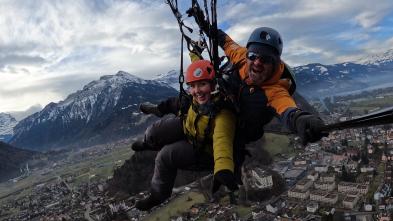 Rachel Stein skydiving with an instructor