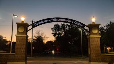 The UW-Eau Claire gateway facing Garfield Avenue