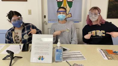 Blugolds (from left) Breida Torres Berumen, Lucy Hobbs and Claire Ganschow are capturing and preserving stories shared by Spanish-speaking populations in western Wisconsin about what life has been like during COVID-19.