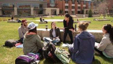 Students in a Chinese language class learning outdoors