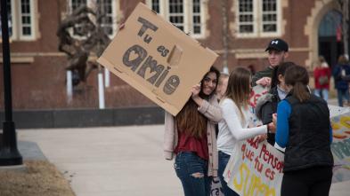 French students spreading positivity via signs on campus