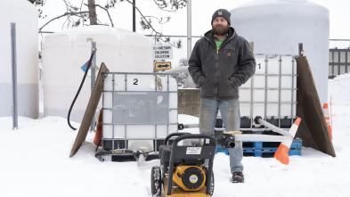 For UW-Eau Claire Facilities, the move to brine use for de-icing was facilitated by vehicle technician Jake Seichter, who fully designed and built the machinery in-house. (Photo by Bill Hoepner)
